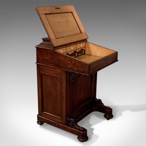 fig 2. Victorian Antique Davenport, English, Oak, Circa 1870