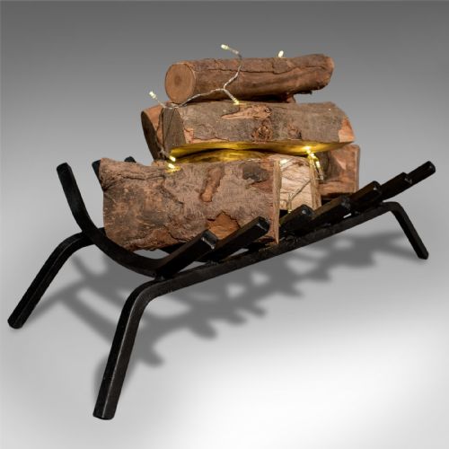 Antique Fire Basket, Free Standing Fireplace Iron Grate, Circa 1900