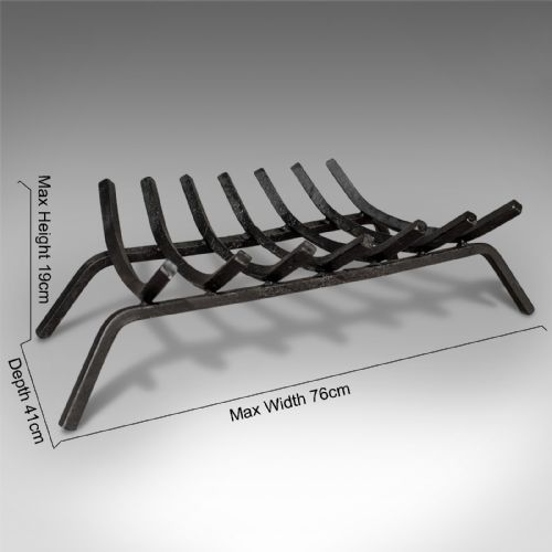fig 1. Antique Fire Basket, Free Standing Fireplace Iron Grate, Circa 1900