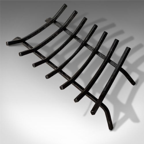 fig 3. Antique Fire Basket, Free Standing Fireplace Iron Grate, Circa 1900