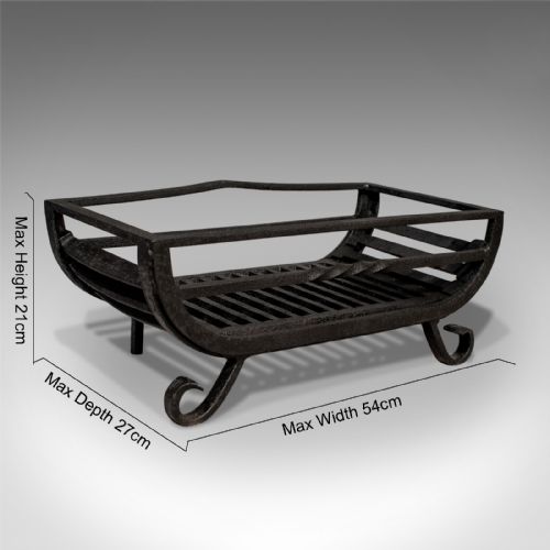 fig 1. Antique Fire Basket, Victorian Free Standing Fireplace Grate, Iron Circa 1900
