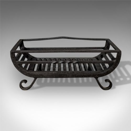 fig 3. Antique Fire Basket, Victorian Free Standing Fireplace Grate, Iron Circa 1900