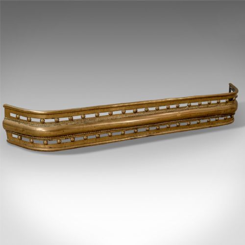 Antique Brass Fire Kerb, Victorian Fireside Fender, Circa 1900