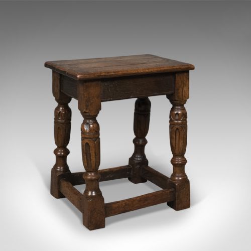 Antique Joint Stool, English Oak, Late Georgian Circa 1800