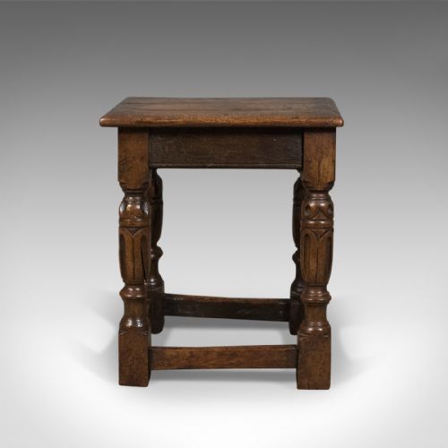 fig 1. Antique Joint Stool, English Oak, Late Georgian Circa 1800