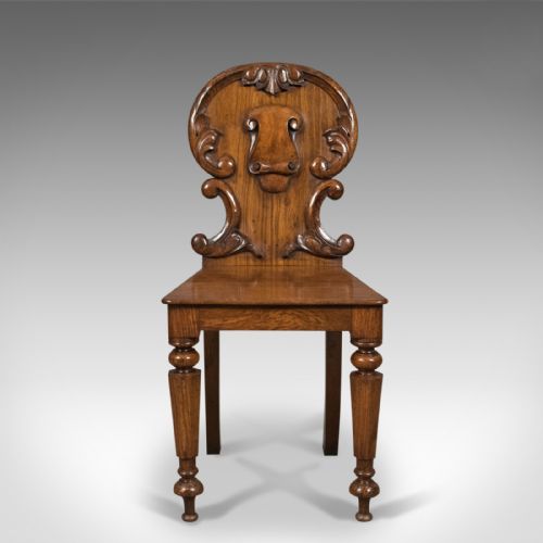 fig 1. Pair of Scottish Antique Hall Chairs in Oak Circa 1870