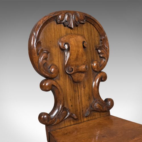 fig 3. Pair of Scottish Antique Hall Chairs in Oak Circa 1870
