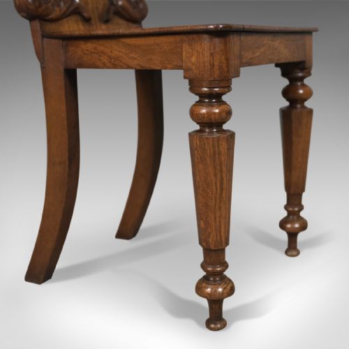 fig 4. Pair of Scottish Antique Hall Chairs in Oak Circa 1870