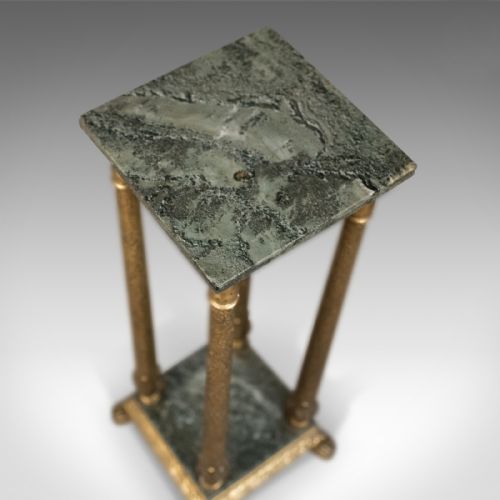 fig 2. French Antique Pedestal, Marbled Plant Stand, Ormolu, Circa 1900