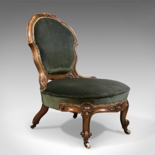 Small Antique Regency Nursing Chair, English, Walnut, Salon Circa 1820