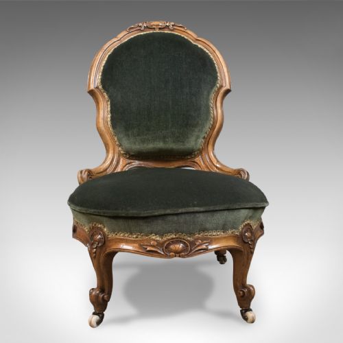 fig 2. Small Antique Regency Nursing Chair, English, Walnut, Salon Circa 1820