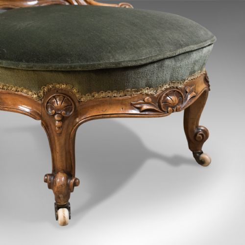 fig 4. Small Antique Regency Nursing Chair, English, Walnut, Salon Circa 1820