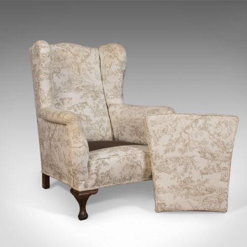 fig 2. Antique Wing Back Chair, English, Victorian Armchair, Mahogany Frame, Circa 1900
