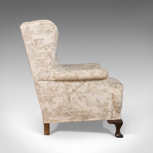 fig 4. Antique Wing Back Chair, English, Victorian Armchair, Mahogany Frame, Circa 1900