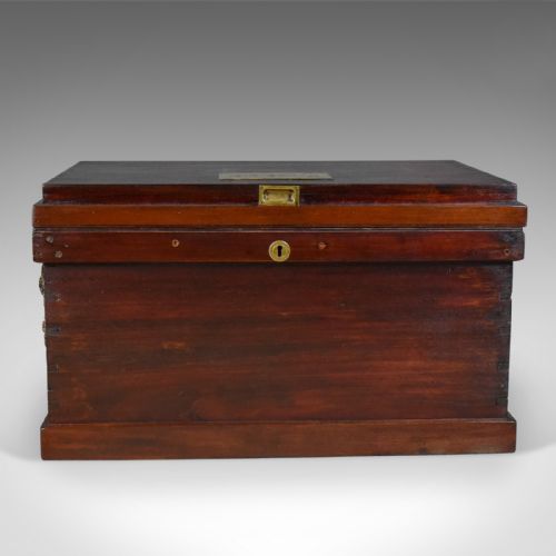 fig 1. Antique Royal Navy Officer's Trunk, Early 19th Century Mahogany Chest Circa 1800