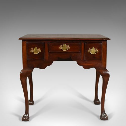 fig 1. Antique Lowboy, English, Late Victorian, Mahogany Table, Circa 1900