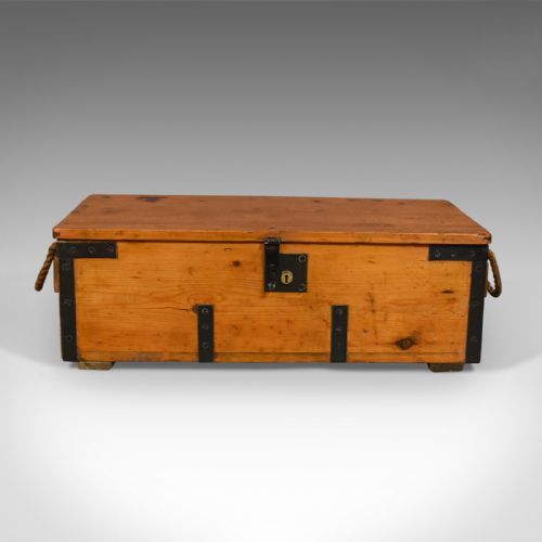 fig 1. Antique Boat Builders Chest, English, Victorian, Pitch Pine, Trunk, Circa 1900