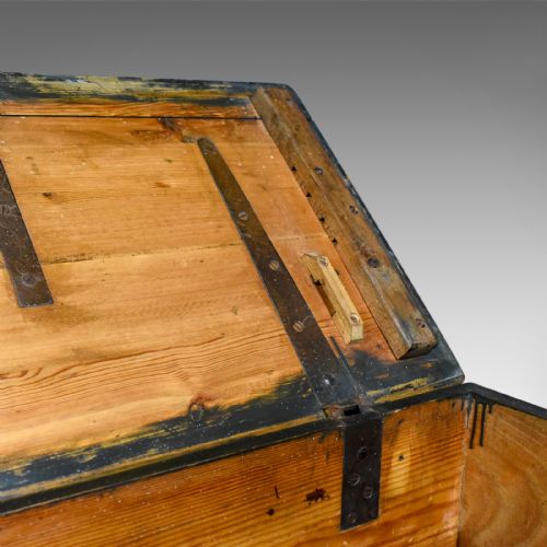 fig 2. Antique Boat Builders Chest, English, Victorian, Pitch Pine, Trunk, Circa 1900
