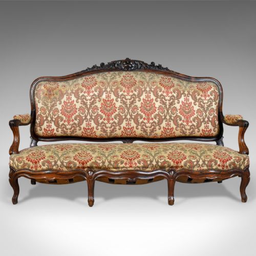 fig 1. Victorian Antique Settee, Rosewood, English, 3 Seater Sofa Circa 1850