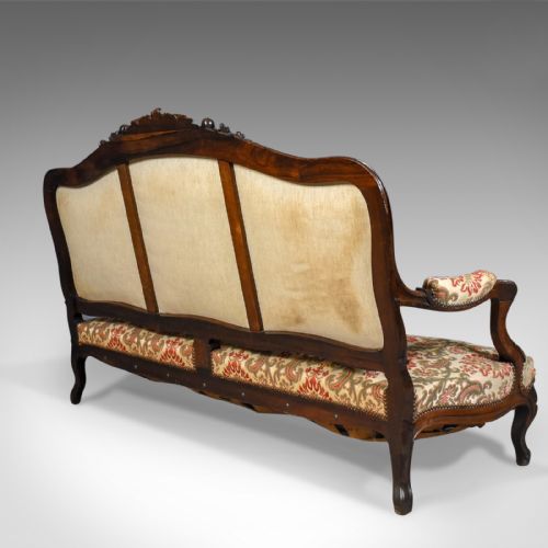 fig 2. Victorian Antique Settee, Rosewood, English, 3 Seater Sofa Circa 1850