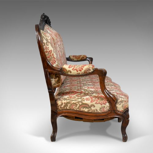 fig 3. Victorian Antique Settee, Rosewood, English, 3 Seater Sofa Circa 1850