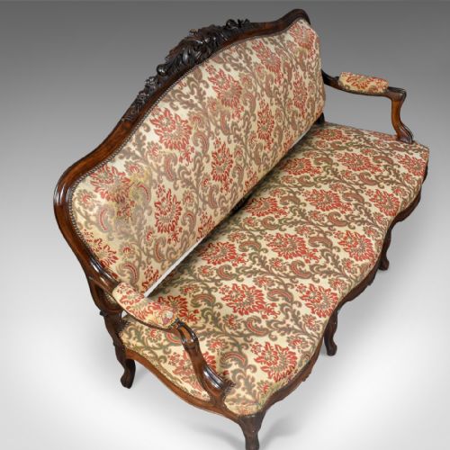 fig 4. Victorian Antique Settee, Rosewood, English, 3 Seater Sofa Circa 1850