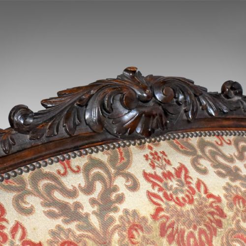 fig 5. Victorian Antique Settee, Rosewood, English, 3 Seater Sofa Circa 1850