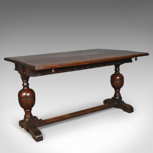 Extending Antique Dining Table, 17th Century Refectory Taste, English Circa 1900
