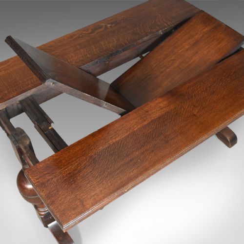 fig 1. Extending Antique Dining Table, 17th Century Refectory Taste, English Circa 1900