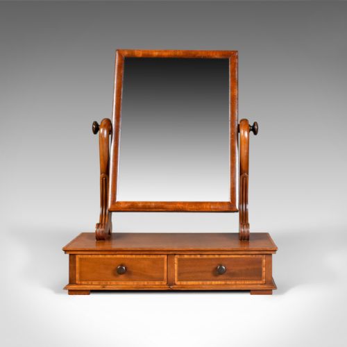 fig 1. Adjustable Antique Toilet Mirror, English, Edwardian, Walnut Swing Frame c.1910