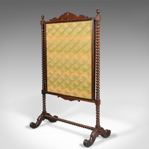 fig 3. Large Antique Fire Screen, Needlepoint Tapestry Panel, Walnut Frame, Circa 1850