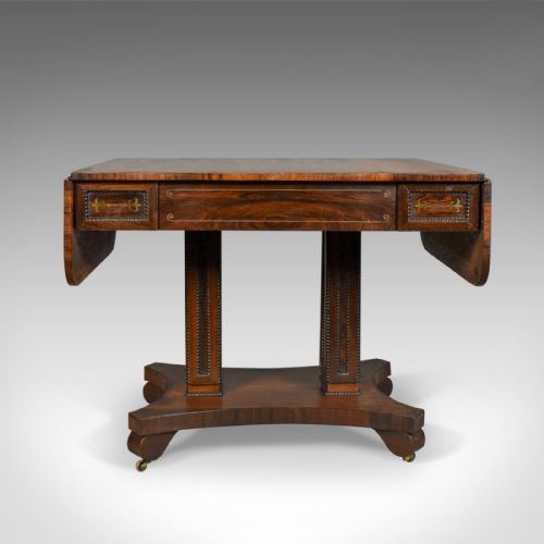 fig 1. Antique Sofa Table, Rosewood, English, Regency, Pembroke, Circa 1820