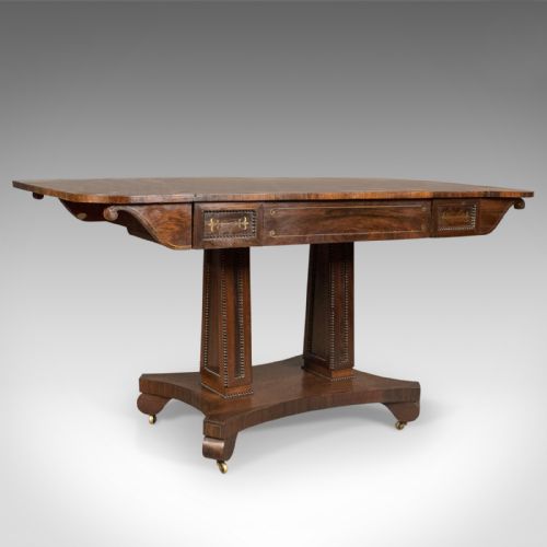 fig 3. Antique Sofa Table, Rosewood, English, Regency, Pembroke, Circa 1820