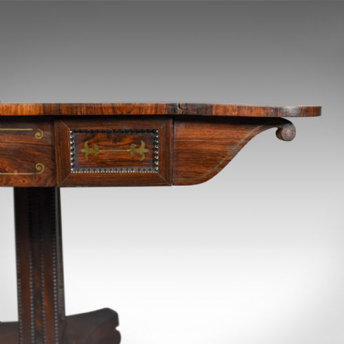 fig 4. Antique Sofa Table, Rosewood, English, Regency, Pembroke, Circa 1820