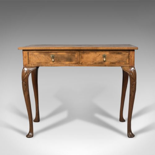 fig 1. Edwardian Antique Side Table with Drawers, English, Walnut, Circa 1910