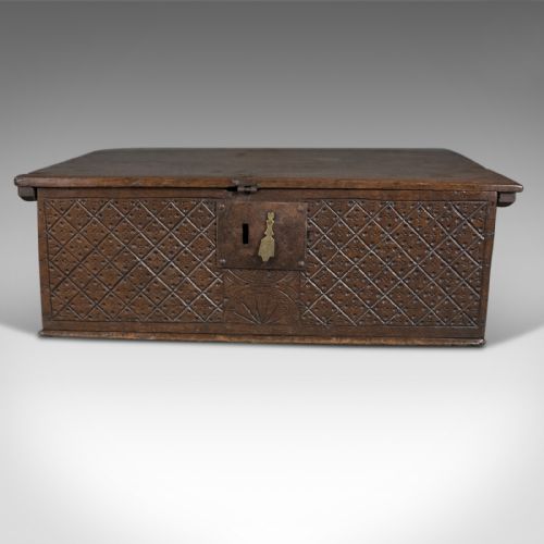 fig 1. Antique, Bible Box, English, Oak, Chest, Circa 1700