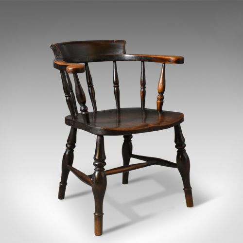 Antique Bow-back Chair, English Victorian Elm Windsor C.1870