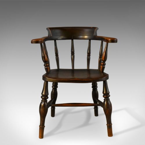 fig 1. Antique Bow-Back Chair, English Victorian Elm Windsor c.1870
