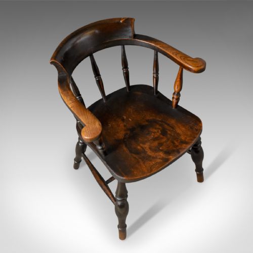 fig 4. Antique Bow-Back Chair, English Victorian Elm Windsor c.1870