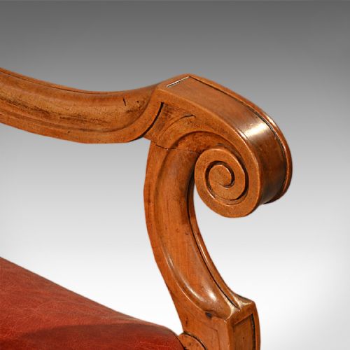 fig 3. Large Antique Leather Armchair, Walnut Frame, French 19th Century Circa 1880
