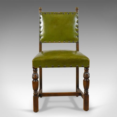 fig 2. Set of Four Antique Dining Chairs, Jacobean Revival, English Oak Circa 1910