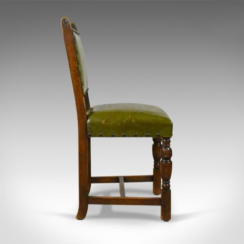 fig 3. Set of Four Antique Dining Chairs, Jacobean Revival, English Oak Circa 1910