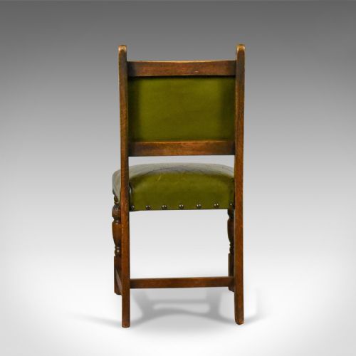fig 4. Set of Four Antique Dining Chairs, Jacobean Revival, English Oak Circa 1910