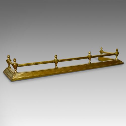 Antique Brass Fire Kerb, Victorian Fireside Fender, English Circa 1880