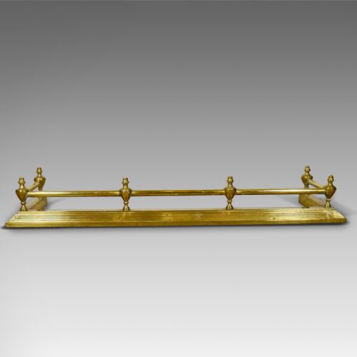 fig 1. Antique Brass Fire Kerb, Victorian Fireside Fender, English Circa 1880