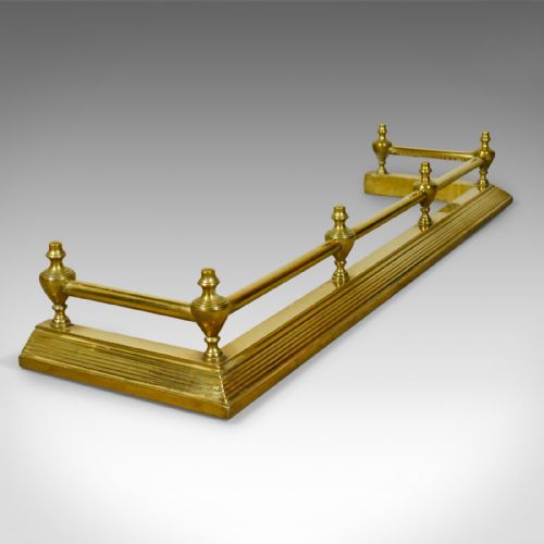 fig 2. Antique Brass Fire Kerb, Victorian Fireside Fender, English Circa 1880