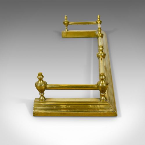 fig 3. Antique Brass Fire Kerb, Victorian Fireside Fender, English Circa 1880