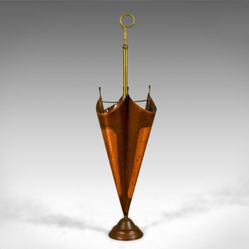 
Antique Umbrella Stand in Copper and Brass, French Early 20th Century Circa 1920