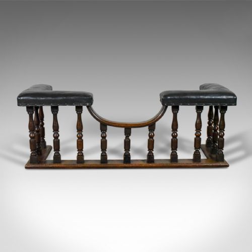 fig 2. Antique Club Fender, mid-Victorian Fireside Seat, Oak, Circa 1875