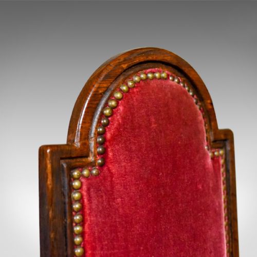 fig 5. Antique Set of Eight Dining Chairs, English Oak, Red, Victorian Gothic c1860